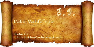 Baki Valéria névjegykártya