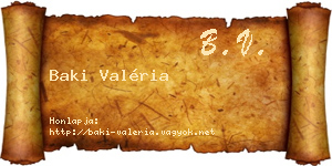 Baki Valéria névjegykártya
